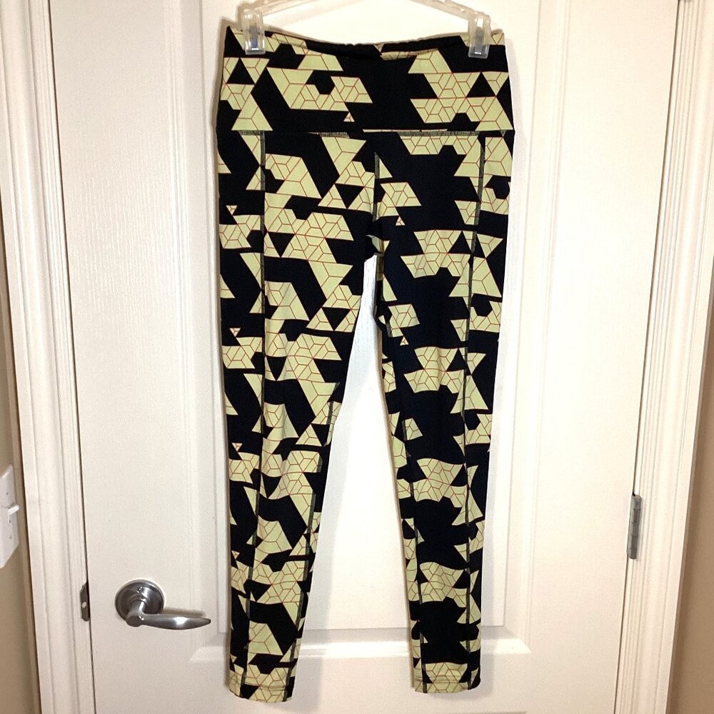 Oiselle Women's Capri Leggings Waistband Pocket Size 06 Geometric Activewear